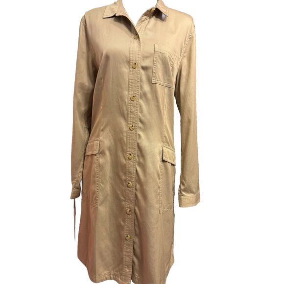 J Jill Shirt Dress Large Tencel Cotton Blend With Pockets Lagenlook Minimalist - Picture 1 of 6